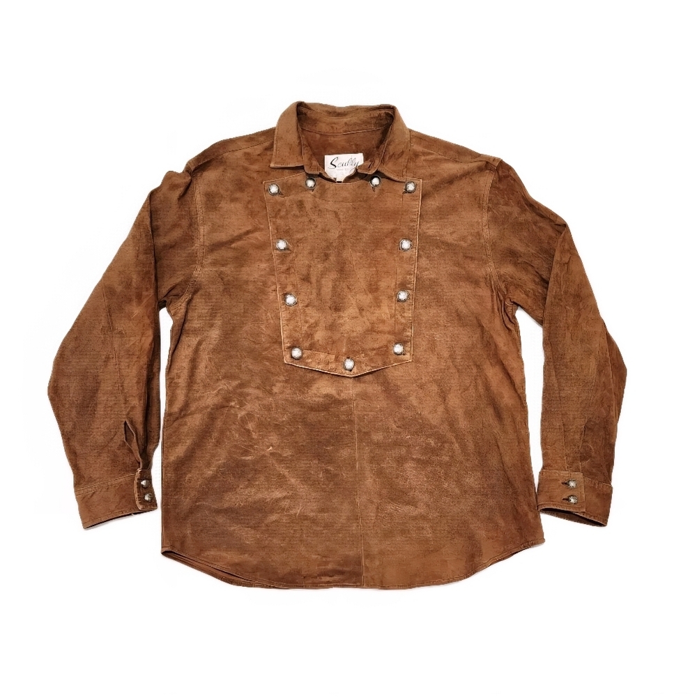 Scully Suede Leather Western Shirt Jacket Men’s Medium Button Vintage